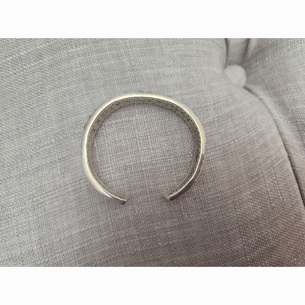 Studio Barse Silver Cuff Bracelet with Intricate Stone Design - Picture 2 of 9